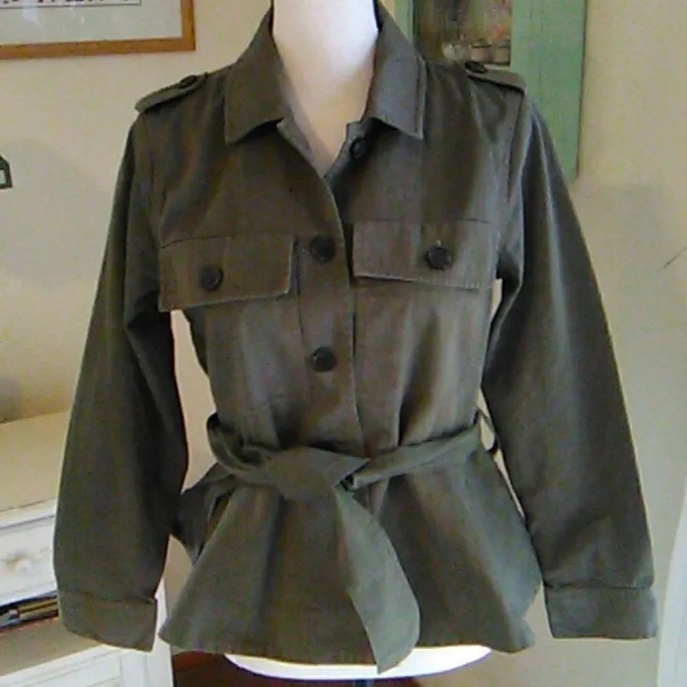 J. Crew Peplum Military  Style Khaki Jacket